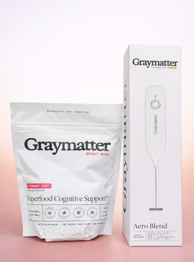 GRAYMATTER Superfood Cognitive Support 40SERV + FROTHER – Strawberry Lemon 🍓🍋