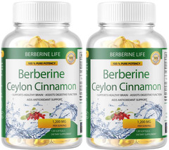 2 Packs Berberine 1200mg High Abosorption 240 Blood Sugar Immune 4 Months Supply