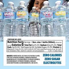SPLASH REFRESHER Flavored Water Bottles, Lemon 16.9 Fl Oz Pack of 6, Clear
