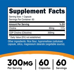 Nutricost CDP Choline (Citicoline) 60 Capsules – 300mg