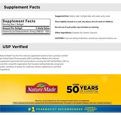 Vitamin D3, 25 mcg. 1000 IU 650 Softgels, Nature Made D 3, Vitamin