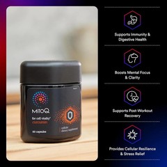 MitoQ Curcumin Advanced CoQ10 Antioxidant – 60 Caps Exp Date 04/2027