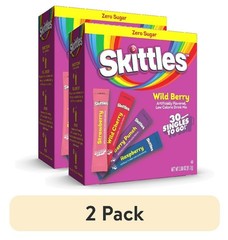 (2 pack) Skittles Zero Sugar Wild Berry Powdered Drink Mix, 2.88 oz, 30 Count Pk
