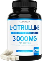 L-Citrulline 3000mg GMP Certified & Non-GMO Free Form Amino 240 Capsules