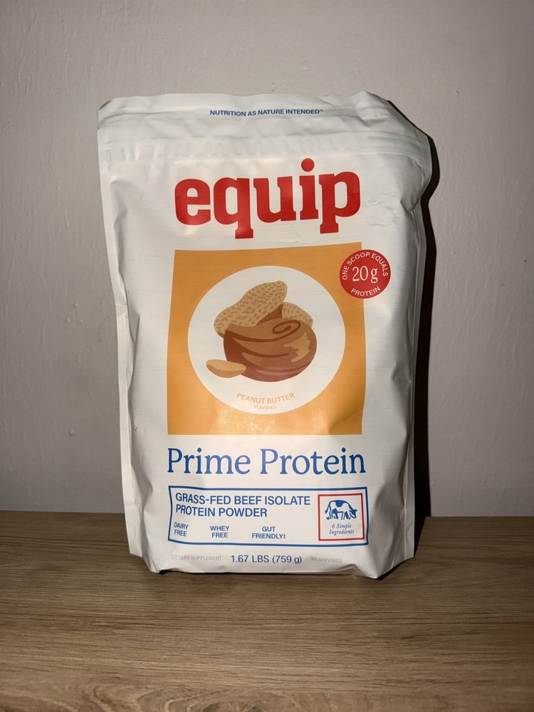 Equip Foods Prime Protein Powder Clean Grass Fed Beef Peanut butter 1.67 1/27exp