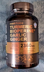 MedChoice Turmeric Bioperine Garlic Ginger Supplement 2360mg 120 Capsules