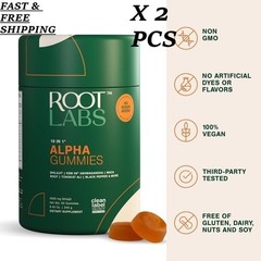 2 BOTTLES- Root Labs 10-1 Alpha Gummies |4K mg Pure Shilajit &KSM-66 |60 Gummies
