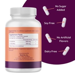 L-Arginine L-Citrulline 500mg / 250mg (240 Vegetarian Capsules)