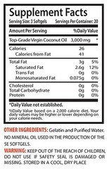 Organic Coconut Oil 3000mg – Combination Fatty Acids Kill Bacteria & Viruses 1B