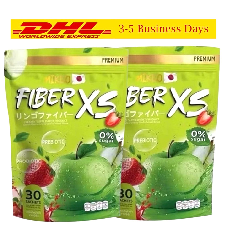 2x MIKEO Fiber XS Green Apple 30 Sachets Prebiotic + Probiotic Sugar Free Detox