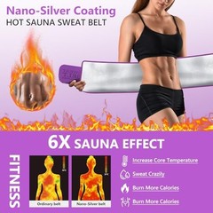 Waist Trainer for Women Lower Belly Fat, Waist Sweat Band Medium Purple-silver