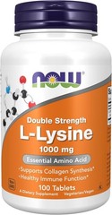 NOW Foods L-Lysine 1000mg 100 Tablets Double Strength Essential Amino Acid Vegan
