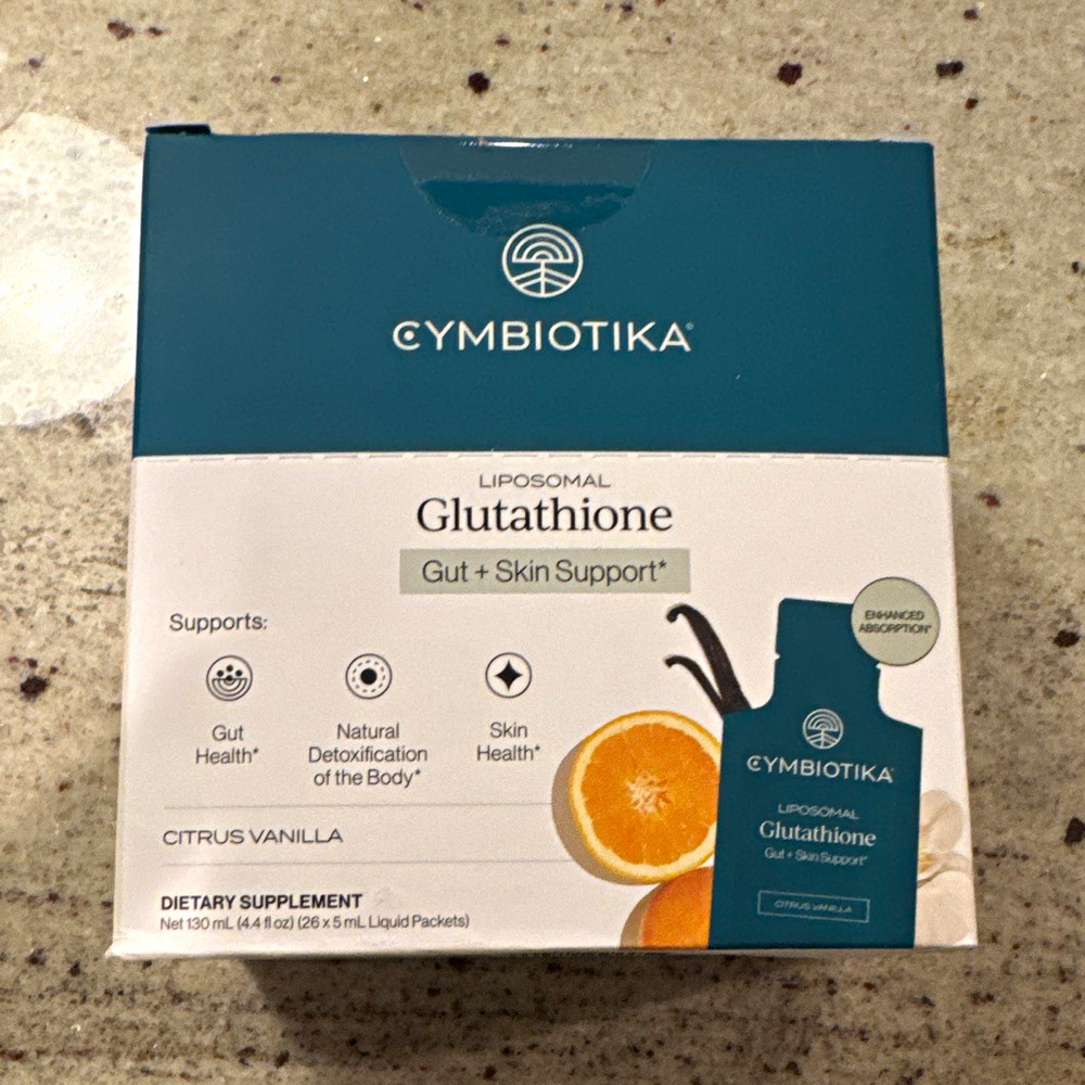 Cymbiotika Liposomal Glutathione Gut + Skin Support Citrus Vanilla 26ct 4.4oz