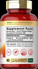Vitamin D3 2000 IU Softgels | 400 Count | Non-GMO, Gluten Free | by Carlyle