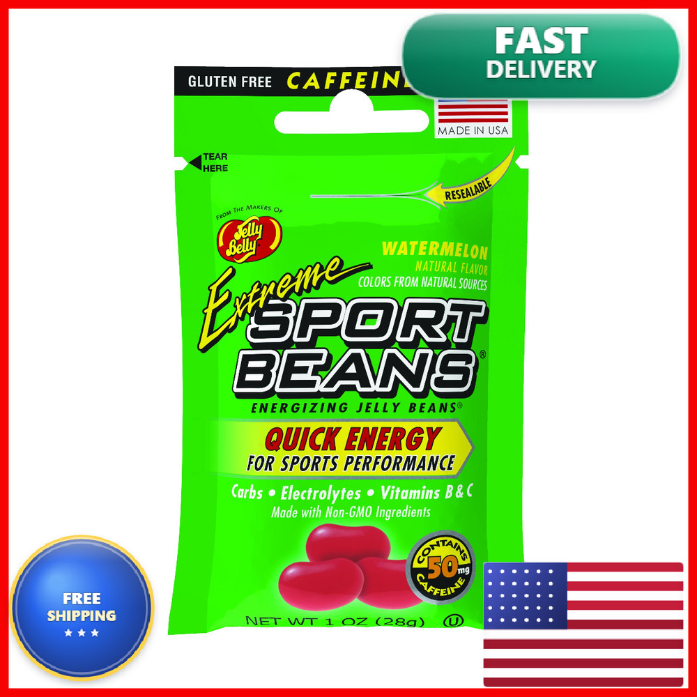 Jelly Belly Extreme Sport Beans Caffeinated Jelly Beans Watermelon Flavor 24