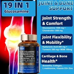 Triple Strength Pain Relief Supplement, Joint Support Glucosamine, Turmeric, MSM