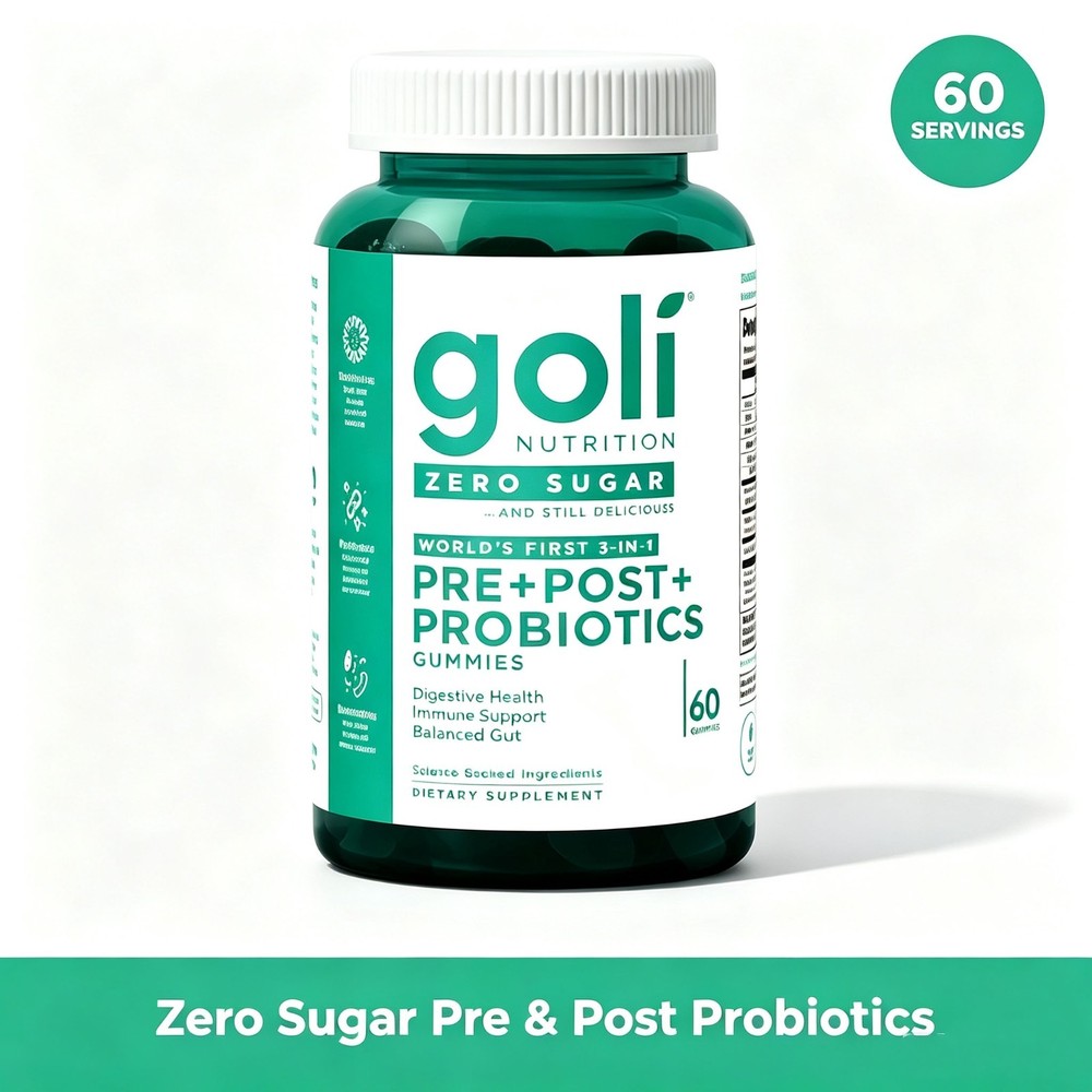 3-in-1 Zero Sugar Probiotic Gummies Vegan Daily Wellness Supplement