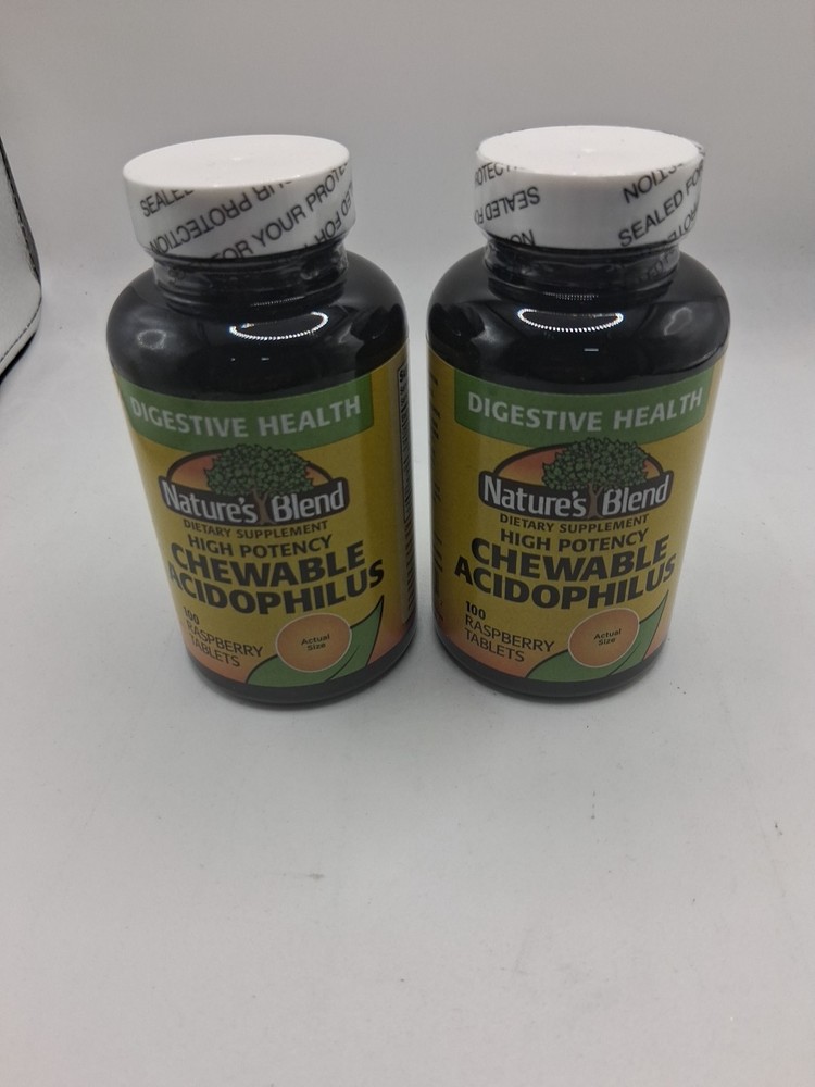 2x Nature’s Blend Acidophilus Chewable Raspberry Tablets 100ct. Ea.Exp:02/2028