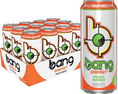 Bang Energy Peach Mango, SugarFree Energy Drink, 16Ounce