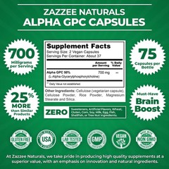 Zazzee Extra Strength Alpha GPC Choline, 700 mg per Serving, 75 Vegan…