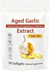 Garlic Odorless 7500mg Per Servings, 300 Softgels | 2 Years Aged Garlic Extra