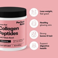 Strawberry-Flavored Collagen Protein Powder with MCT Oil – 13.2 oz Container