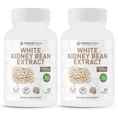 2 PACK Pure White Kidney Bean Extract – All-Natural Carb Blocker 1200mg/30 Serv