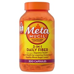 Metamucil, Psyllium Husk Capsules, 300 3-in-1 300 Count (Pack of 1)