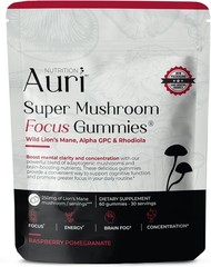 New Mushroom Focus Gummies Lion’s Mane Alpha GPC Rhodiola 60 Vegan Gummies