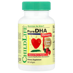 ChildLife Pure DHA Chewable Natural Berry 90 Softgels Each (Pack of 4)