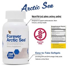 Forever Arctic Sea 120 softgels Super Omega-3 Natural Fish, Calamari, Olive Oils