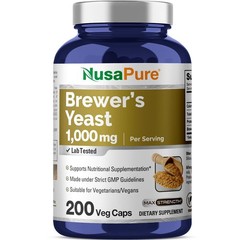 Brewer’s Yeast – Suitable for Vegetarian/Vegan, Non – GMO – 1000mg 200 Capsules