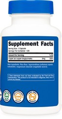 Nutricost Copper Glycinate Capsules (120 Capsules, 3MG Copper per Serving)