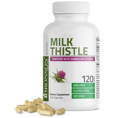 Bronson Milk Thistle Silymarin Marianum & Dandelion 120 Count (Pack of 1)