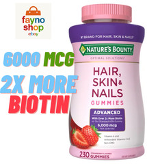 Nature’s Bounty Hair, Skin and Nails Advanced 6000mcg BIOTIN ! 230 Gummies