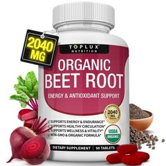 Toplux Organic Beet Root 2040mg.Nitric Oxide Booster Tablets
