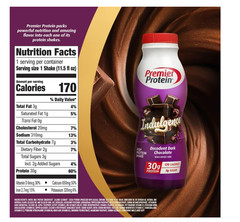 Premier Protein Indulgence Shake Dark Chocolate 12ct 30g Protein