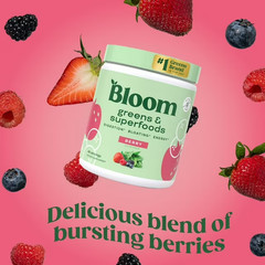Bloom Greens & Superfoods Powder Strawberry Kiwi 48 Servings DairyFree Exp 12/26