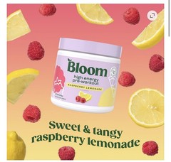 Bloom High Energy Pre-Workout Raspberry Lemonade 7.3oz Lot of 2 NEW 01/2028