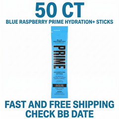50 CT Prime Hydration Sticks Blue Raspberry Bulk Pack Electrolyte Powder Sticks