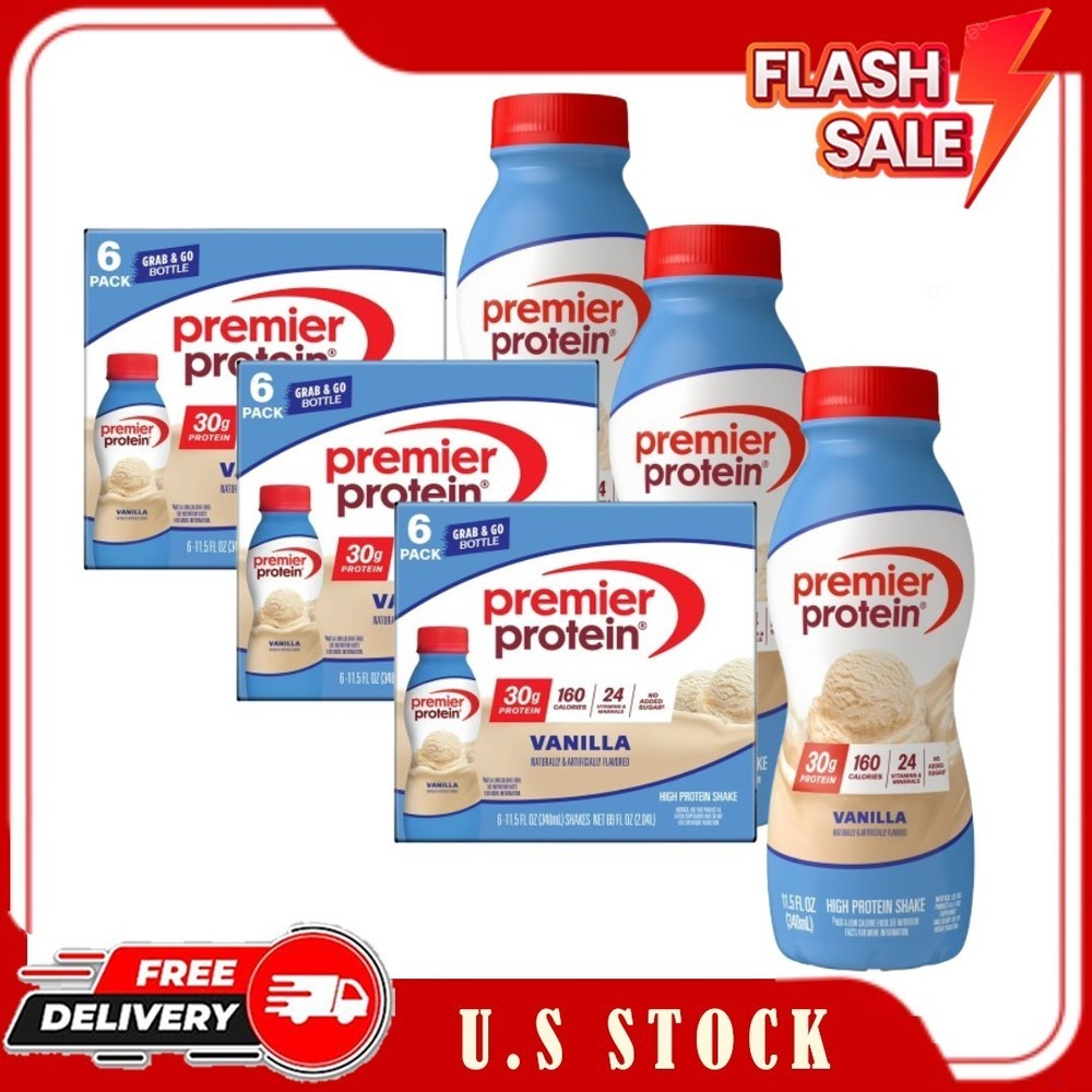 3 Pack Premier Protein Shake, Vanilla, 30g Protein, 11.5 Fl Oz, 6 Ct
