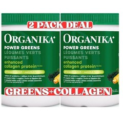 Organika Enhanced Collagen Power Greens Pineapple Punch 220g 2-Pack Probiotics