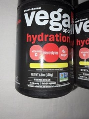 Vega Sport Hydration Powder 4.9oz Lot Of 2 Jars Lemonade Flavor Plant Base 01/28