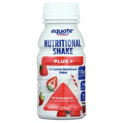 Equate Nutritional Plus Shake, Strawberry, 8 fl oz, 24 Units