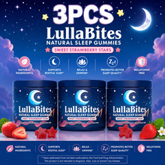 LullaBites Natural Sleep Gummy Vitamins – 30 Servings -Sweet Strawberry Stars