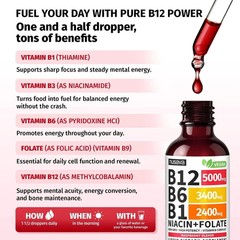 NUSAVA Vitamin B12 Drops – 3 Pack – 5000mcg – Raspberry – 80 Servings++