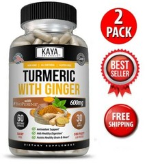 (2 Pack) Turmeric Curcumin with Ginger + Black Pepper, Joint Pain Maxx Strength