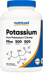 Nutricost Potassium Citrate 99mg, 500 Capsules – Gluten Free & Non-GMO