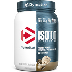 Dymatize ISO100 Hydrolyzed Whey Isolate Protein Powder Cookies Cream 20 Serving