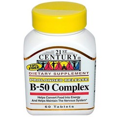 21st Century Vitamin B-50 Complex Energy Support Prolonged Release Tablets 60 Ct